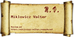 Miklovicz Valter névjegykártya